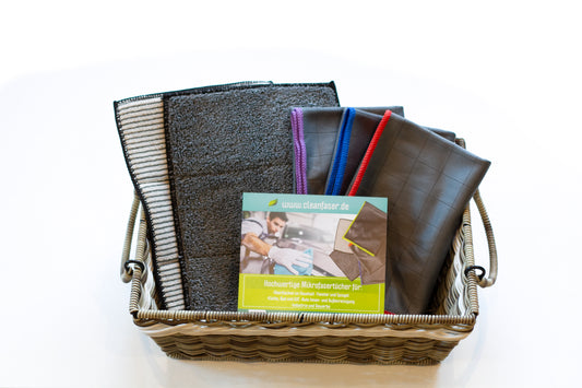 Autoputzen mit 5er Turbo Premium Carbon Mikrofaser Set, ohne Schlieren - ohne Streifen - Cleanfaser