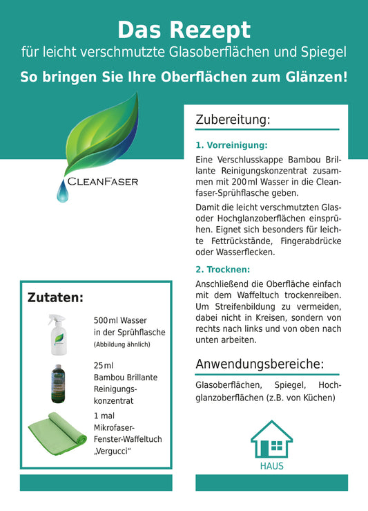 Leicht verschmutze Oberflächen putzen nach Rezept mit Bambou Brillante - Cleanfaser