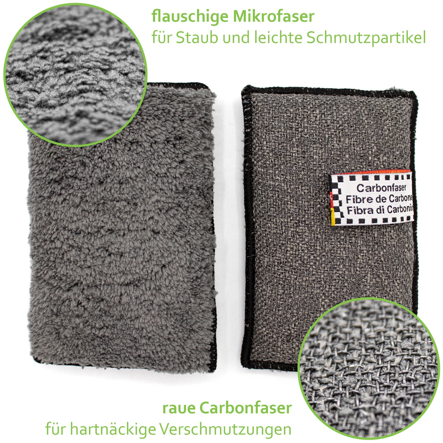 Carbon und Mikrofaser Schwamm · 3er Set - Cleanfaser