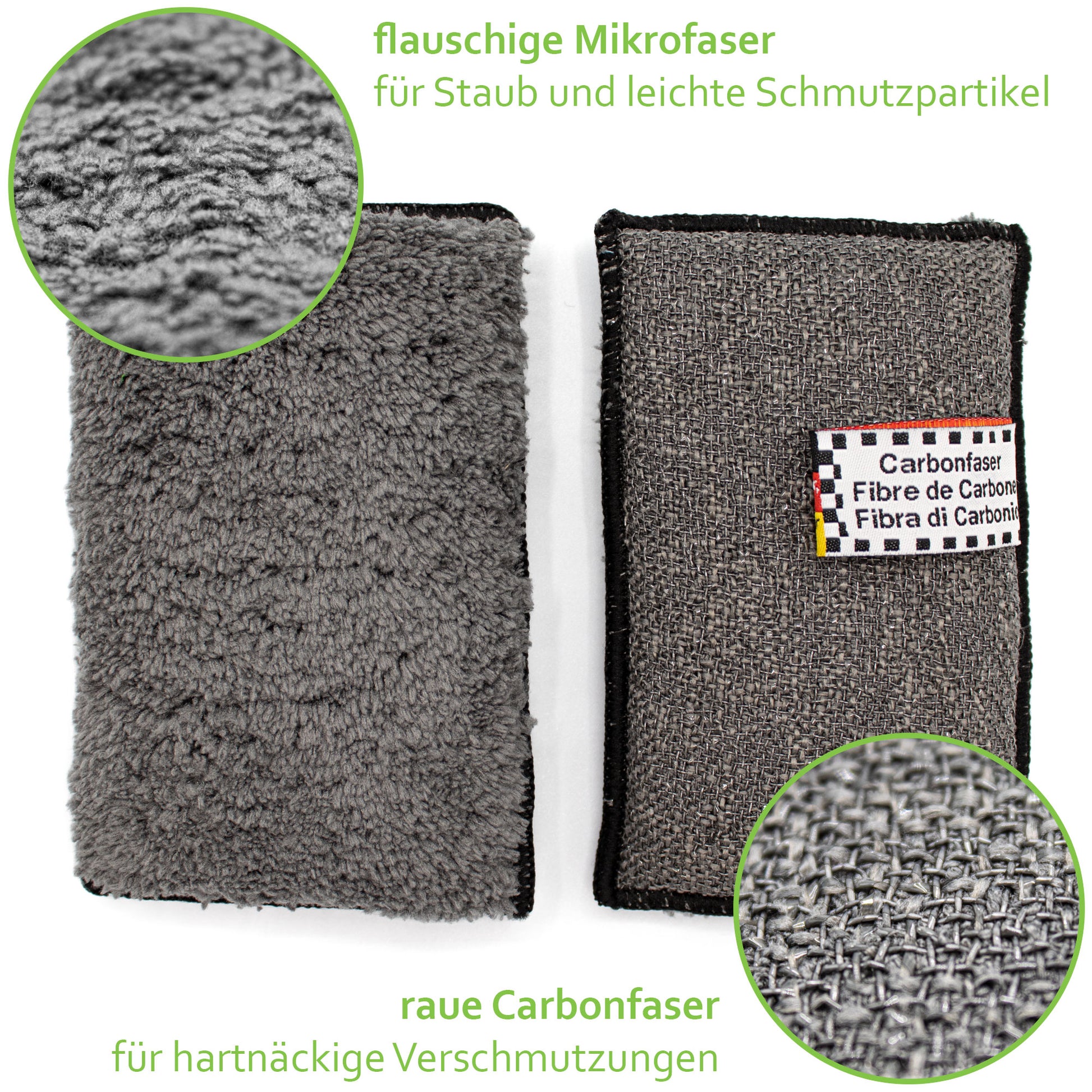 Carbon und Mikrofaser Schwamm · 3er Set - Cleanfaser