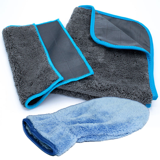 Set: Carbonflausch Dry & Polish mit Flauschi · Carbonfaser und Mikrofaser - Cleanfaser