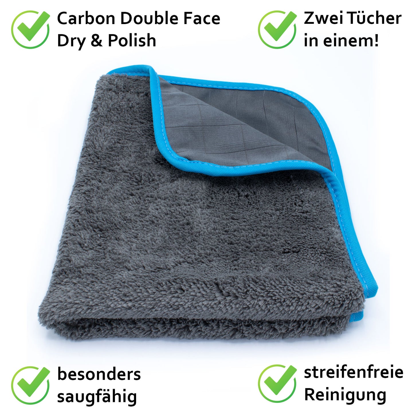 Carbonflausch Dry & Polish · Reinigungs- und Trockentuch · Carbonfaser und Mikrofaser - Cleanfaser