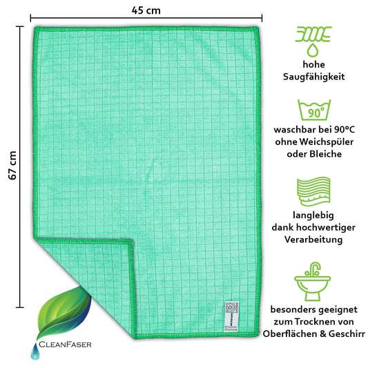Cleanfaser Geschirrtuch-Set zum Trocknen und Polieren - extra saugstark! - Cleanfaser
